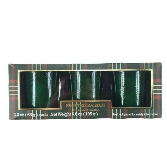 THreshold greenĀ frosted 2.2ozā3pk Glass Jar Candle Frosted Green balsamā - Picture 1 of 5